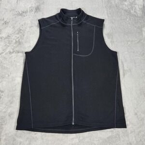 Ibex Sweater Vest Mens 2XL Black Merino Wool Full Zip Mock Neck Lightweight